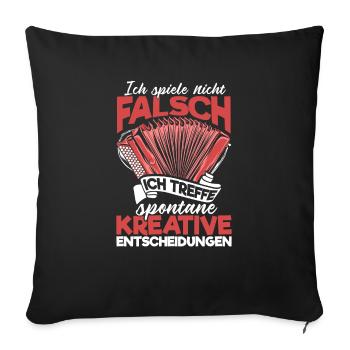 Quetschn Steirische Harmonika Volksmusik - Sofakissenbezug 45 x 45 cm - Schwarz - Vorne
