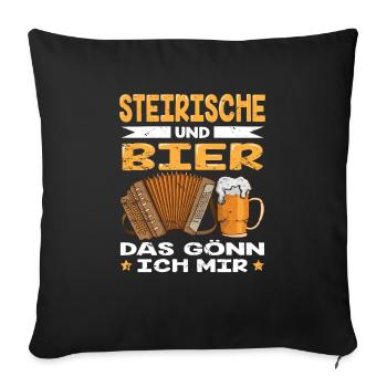 Steirische Harmonika Ziachorgl Quetschn Steiermark - Sofakissenbezug 45 x 45 cm - Schwarz - Vorne