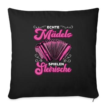 Quetschn Steirische Harmonika Volksmusik - Sofakissenbezug 45 x 45 cm - Schwarz - Vorne