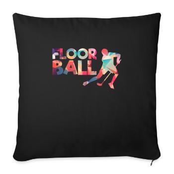 Floorball Floorball Hockey Ice Hockey - Sofa pillowcase 17,3'' x 17,3'' (45 x 45 cm) - black - Front