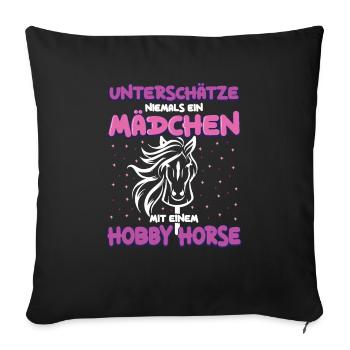 Hobby Horse Hobby Horsing Steckenpferd - Sofakissenbezug 45 x 45 cm - Schwarz - Vorne