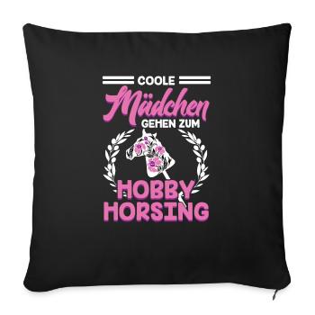 Hobby Horse Hobby Horsing Steckenpferd - Sofakissenbezug 45 x 45 cm - Schwarz - Vorne
