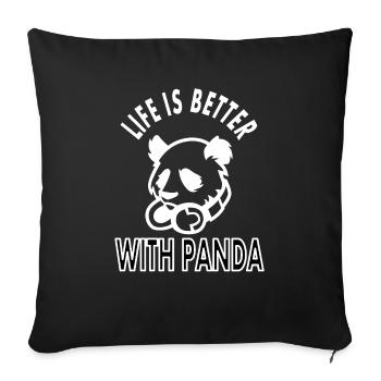 Life is more beautiful with panda cuddle gift - Sofa pillowcase 17,3'' x 17,3'' (45 x 45 cm) - black - Front