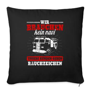 Feuerwehr Fahrzeug - Sofakissenbezug 45 x 45 cm - Schwarz - Vorne
