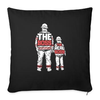 Fire brigade father son partner look - Sofa pillowcase 17,3'' x 17,3'' (45 x 45 cm) - black - Front