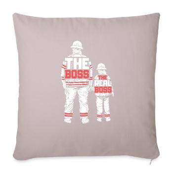 Pompier père fils partenaire look - Housse de coussin décorative 45 x 45 cm - taupe clair - Devant