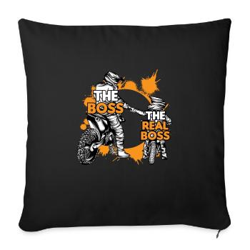 Motocross Père Fils Partenaire Look Fête des Pères - Housse de coussin décorative 45 x 45 cm - noir - Devant