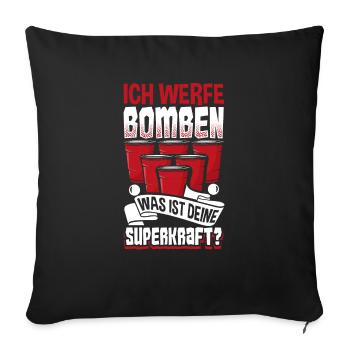 Bierpong Bier Pong Beerpong Beer Pong Trinkspiel - Sofakissenbezug 45 x 45 cm - Schwarz - Vorne
