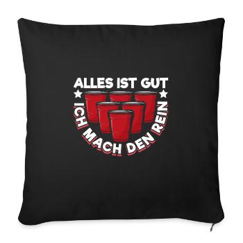 Bierpong Bier Pong Beerpong Beer Pong Trinkspiel - Sofakissenbezug 45 x 45 cm - Schwarz - Vorne