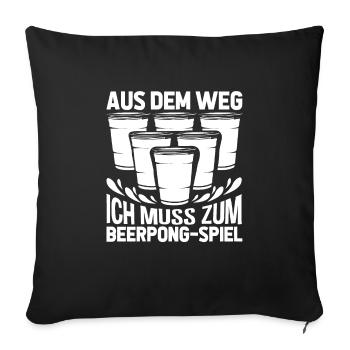 Bierpong Bier Pong Beerpong Beer Pong Trinkspiel - Sofakissenbezug 45 x 45 cm - Schwarz - Vorne
