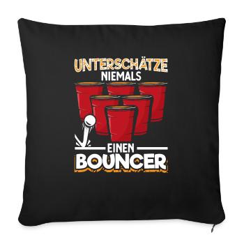 Bierpong Bier Pong Beerpong Beer Pong Trinkspiel - Sofakissenbezug 45 x 45 cm - Schwarz - Vorne