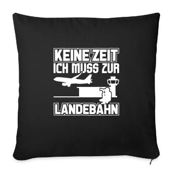 Planespotter Flugzeug Planespotting Flughafen - Sofakissenbezug 45 x 45 cm - Schwarz - Vorne