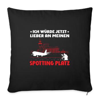 Planespotter Planespotting Flugzeug - Sofakissenbezug 45 x 45 cm - Schwarz - Vorne