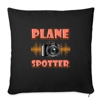Planespotter Airplane Planespotting Airport - Sofa pillowcase 17,3'' x 17,3'' (45 x 45 cm) - black - Front