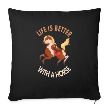 Cavalier de course de chevaux Cavalier Disant Poney Cadeau - Housse de coussin décorative 45 x 45 cm - noir - Devant