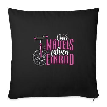 Coole Mädchen fahren Einrad Einradfahrer Fahrrad - Sofakissenbezug 45 x 45 cm - Schwarz - Vorne