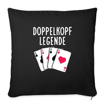 Cartes à jouer de légende à deux têtes - Housse de coussin décorative 45 x 45 cm - noir - Devant