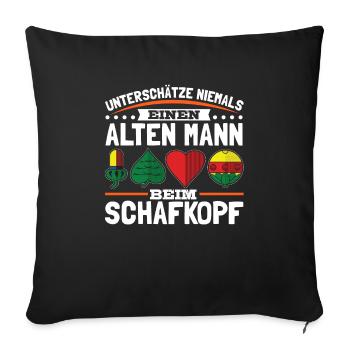 Ne sous-estimez jamais la tête d’un vieux mouton - Housse de coussin décorative 45 x 45 cm - noir - Devant