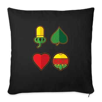 Schafkopfkarten Bayerisches Schafkopf Schnapsen - Housse de coussin décorative 45 x 45 cm - noir - Devant