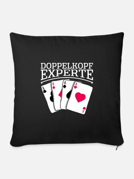 Kartenspiel Doppelkopf Experte Spielkarten - Sofakissenbezug 45 x 45 cm - Schwarz