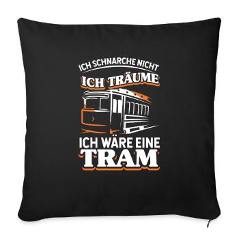 Straßenbahn Straßenbahnfahrer Tram Trambahn - Sofakissenbezug 45 x 45 cm - Schwarz - Vorne