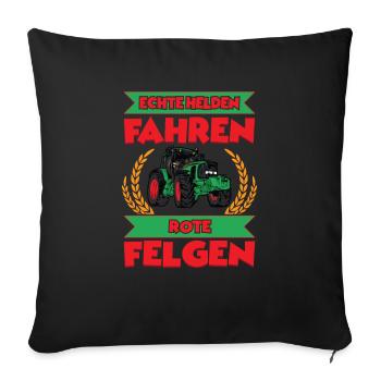 Echte Helden fahren rote Felgen - Sofakissenbezug 45 x 45 cm - Schwarz - Vorne