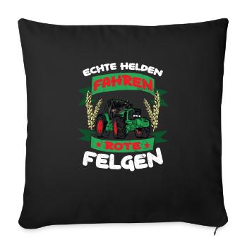 Echte Helden fahren rote Felgen - Sofakissenbezug 45 x 45 cm - Schwarz - Vorne