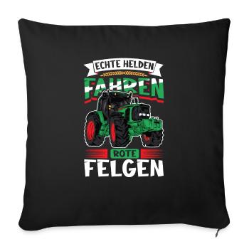 Echte Helden fahren rote Felgen - Sofakissenbezug 45 x 45 cm - Schwarz - Vorne