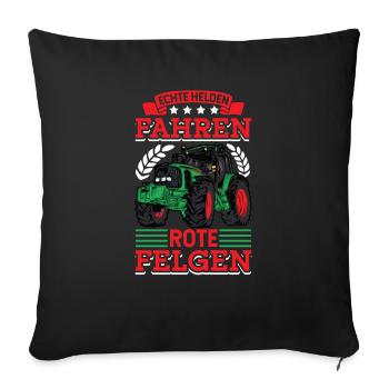 Echte Helden fahren rote Felgen - Sofakissenbezug 45 x 45 cm - Schwarz - Vorne