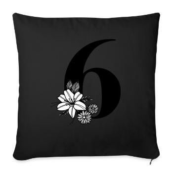 Number 6 - Sofa pillowcase 17,3'' x 17,3'' (45 x 45 cm) - black - Front