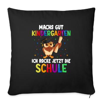 Schulkind Einschulung Eule Schulstart Schule - Sofakissenbezug 45 x 45 cm - Schwarz - Vorne