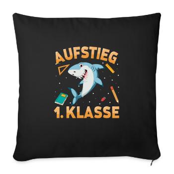 Aufstieg 1. Klasse Hai - Sofakissenbezug 45 x 45 cm - Schwarz - Vorne