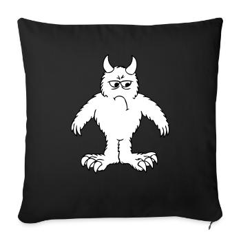 Monster "Gronk" - weiss gefuellt - Sofakissenbezug 45 x 45 cm - Schwarz - Vorne