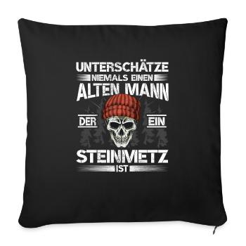 Steinmetz Alter mann Steinhauer - Sofakissenbezug 45 x 45 cm - Schwarz - Vorne