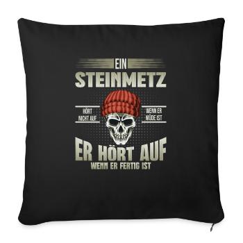 Steinmetz hört auf wenn er fertig ist - Sofakissenbezug 45 x 45 cm - Schwarz - Vorne