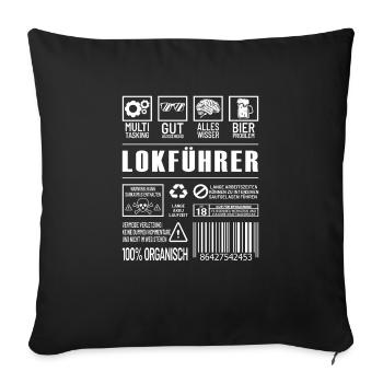 Lokführer Lustiger Beruf Spruch Schaffner - Sofakissenbezug 45 x 45 cm - Schwarz - Vorne