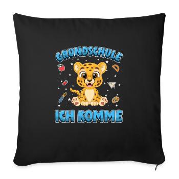 Grundschule ich komme Einschulung Leopard - Sofakissenbezug 45 x 45 cm - Schwarz - Vorne
