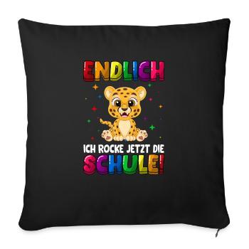 Endlich ich rocke jetzt die Schule Leopard - Sofakissenbezug 45 x 45 cm - Schwarz - Vorne