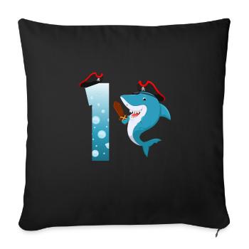 1er anniversaire d’enfant Requin - Housse de coussin décorative 45 x 45 cm - noir - Devant