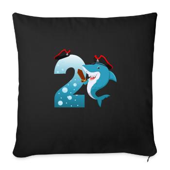 2nd Children's Birthday Party Shark - Sofa pillowcase 17,3'' x 17,3'' (45 x 45 cm) - black - Front
