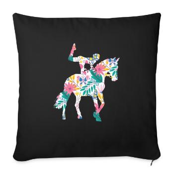 Voûte Volti Voûte Chevaux Chevaux Filles - Housse de coussin décorative 45 x 45 cm - noir - Devant
