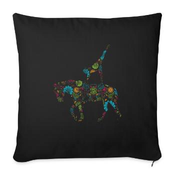 Voûte Volti Voûte Chevaux Chevaux Filles - Housse de coussin décorative 45 x 45 cm - noir - Devant