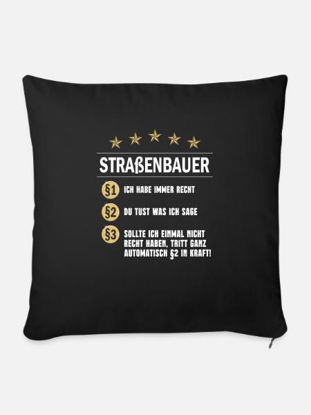 Straßenbauer Paragraph - Sofakissenbezug 45 x 45 cm - Schwarz