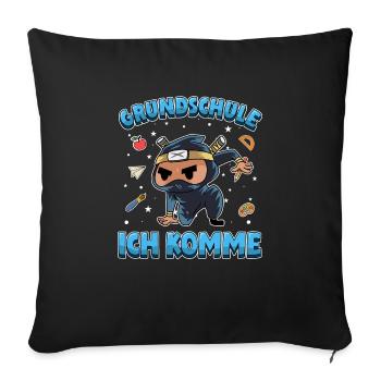 Grundschule ich komme Einschulung Ninja - Sofakissenbezug 45 x 45 cm - Schwarz - Vorne