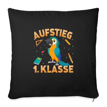 Aufstieg 1. Klasse Papagei - Sofakissenbezug 45 x 45 cm - Schwarz - Vorne