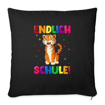 Endlich Schule Tiger 1. Klasse - Sofakissenbezug 45 x 45 cm - Schwarz - Vorne