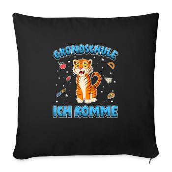 Grundschule ich komme Einschulung Tiger - Sofakissenbezug 45 x 45 cm - Schwarz - Vorne