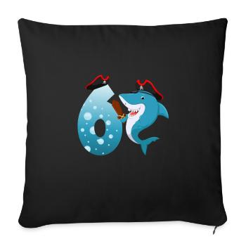 6ème Anniversaire des Enfants Requin - Housse de coussin décorative 45 x 45 cm - noir - Devant