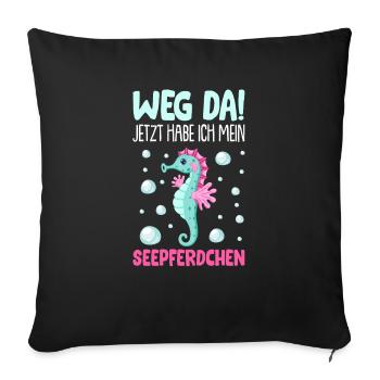 Seepferdchen Abzeichen Seepferdchen bestanden 2022 - Sofakissenbezug 45 x 45 cm - Schwarz - Vorne