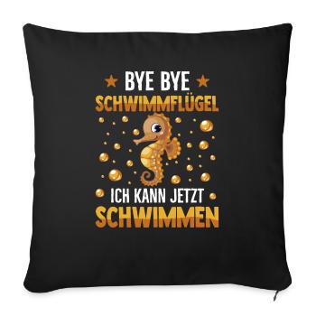 Seepferdchen Abzeichen Seepferdchen bestanden - Sofakissenbezug 45 x 45 cm - Schwarz - Vorne